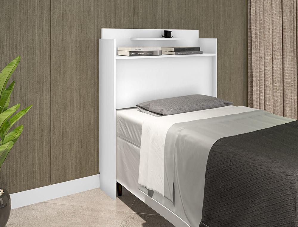 Cabeceira Box Solteiro Thayna Branco 88Cm - Framar Móveis