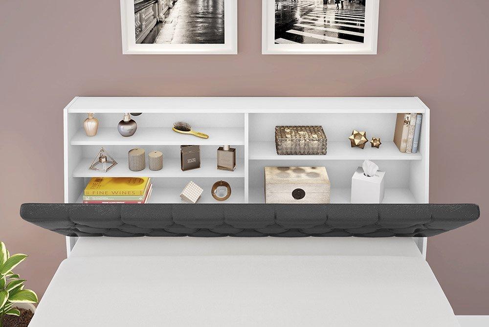 Cabeceira Casal Isis Branco Com Painel Class Preto Framar