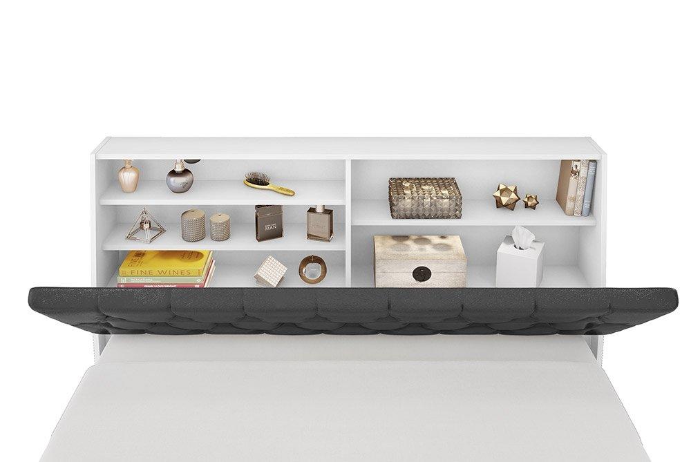 Cabeceira Casal Isis Branco Com Painel Class Preto Framar