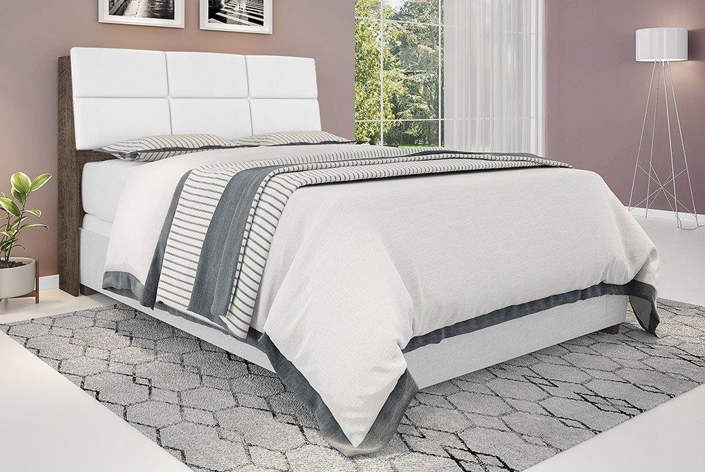Cabeceira Casal Isis Chocolate Com Painel Class Branco Framar