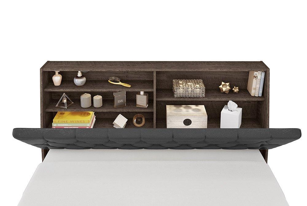 Cabeceira Casal Isis Chocolate Com Painel Class Preto Framar