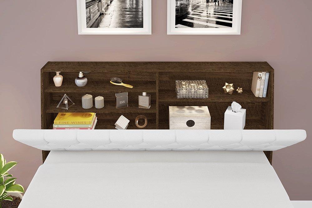 Cabeceira Casal Isis Malbec Com Painel Class Branco Framar