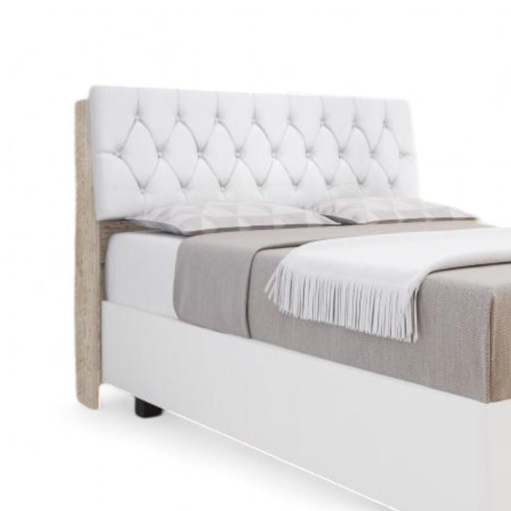Cabeceira Estofada Ísis Queen Amarula Com Capitonê Branco