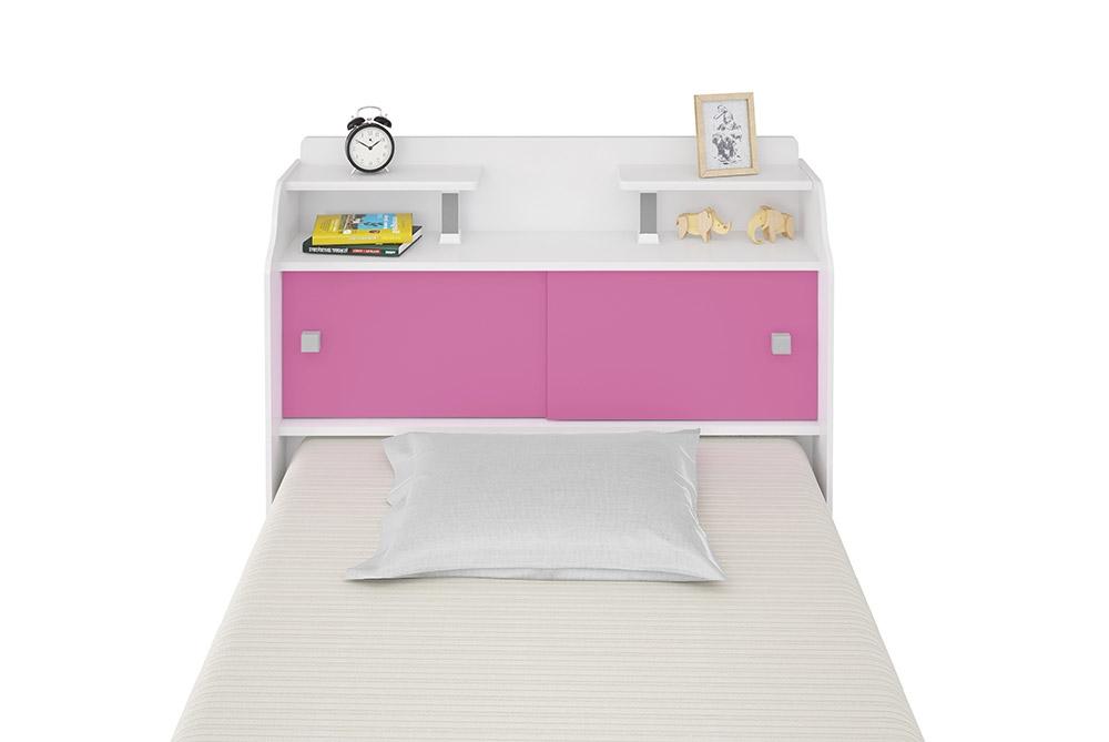 Cabeceira Flex Solteiro Elisa Branco e Rosa Framar