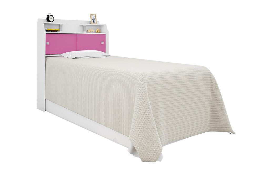 Cabeceira Flex Solteiro Elisa Branco e Rosa Framar