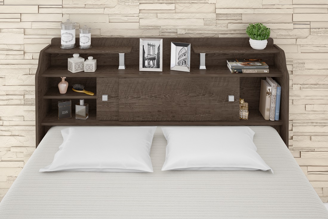 Cabeceira Para Cama Box Casal 138 Elisa Cor  Chocolate 