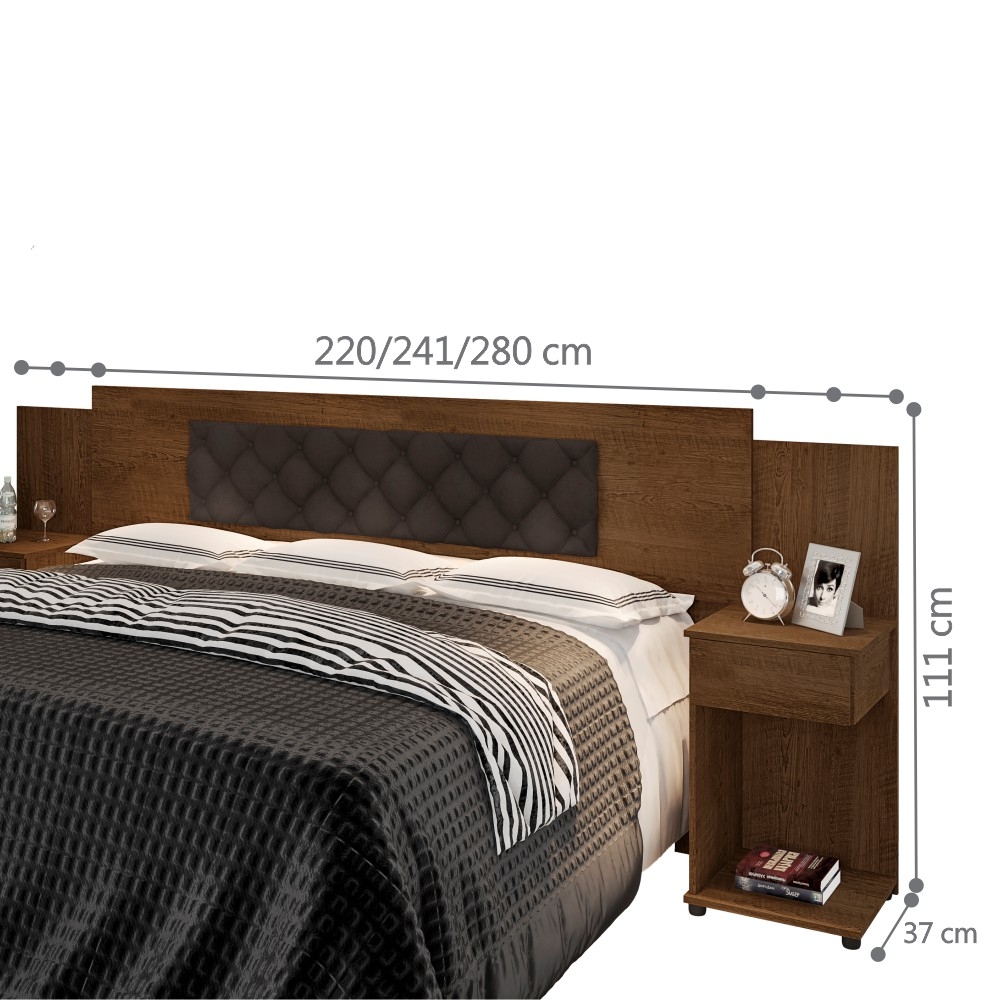 Cabeceira Regulável Box Marina Malbec Captonê Marrom