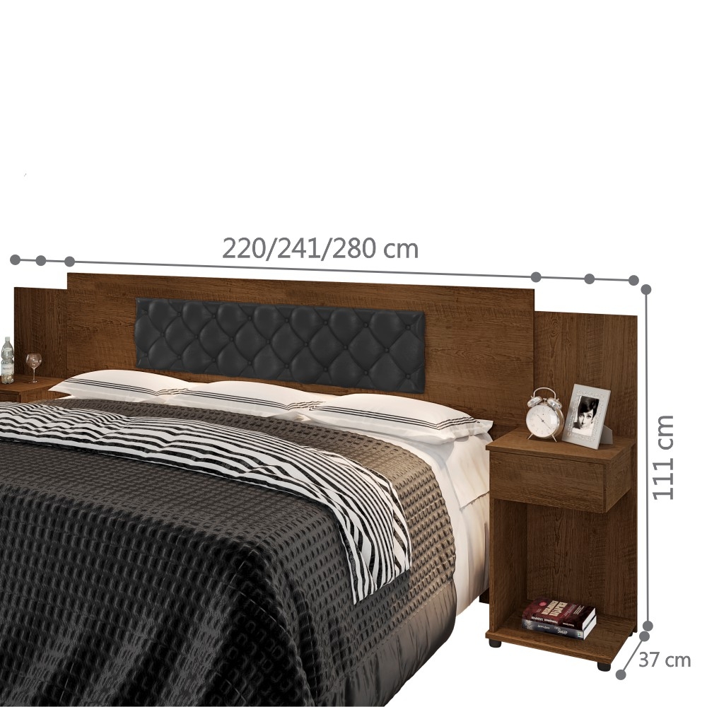 Cabeceira Regulável Box Marina Malbec Captonê Preto