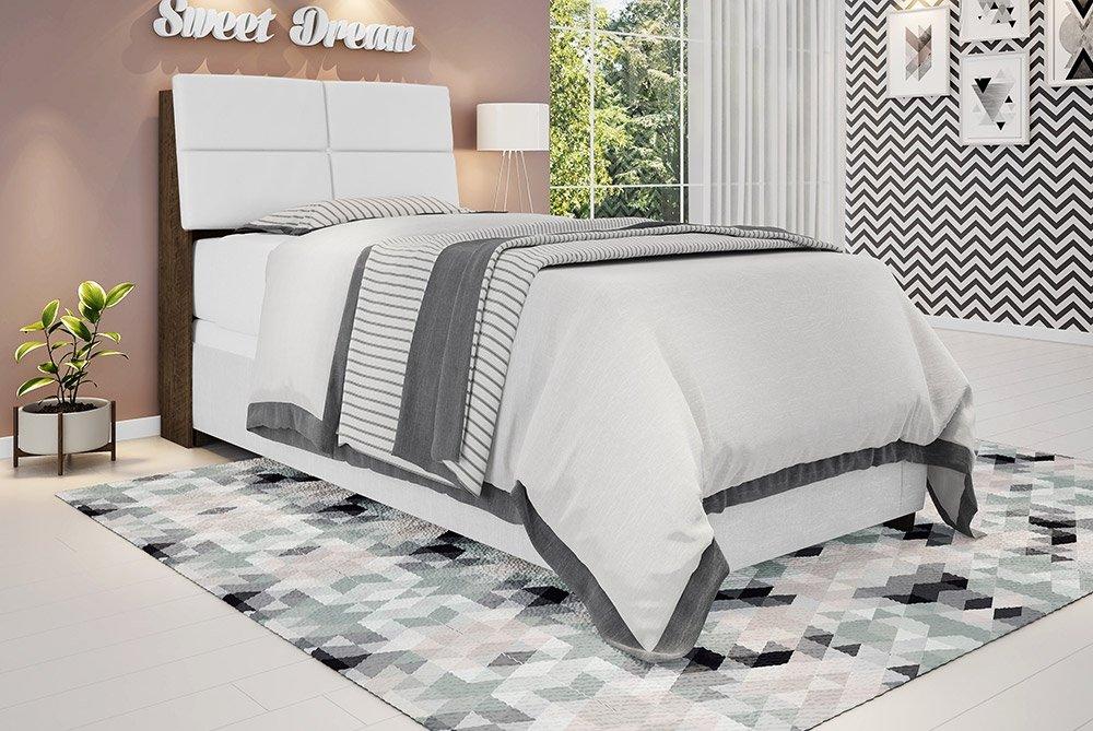 Cabeceira Solteiro Isis Malbec Com Painel Class Branco Framar