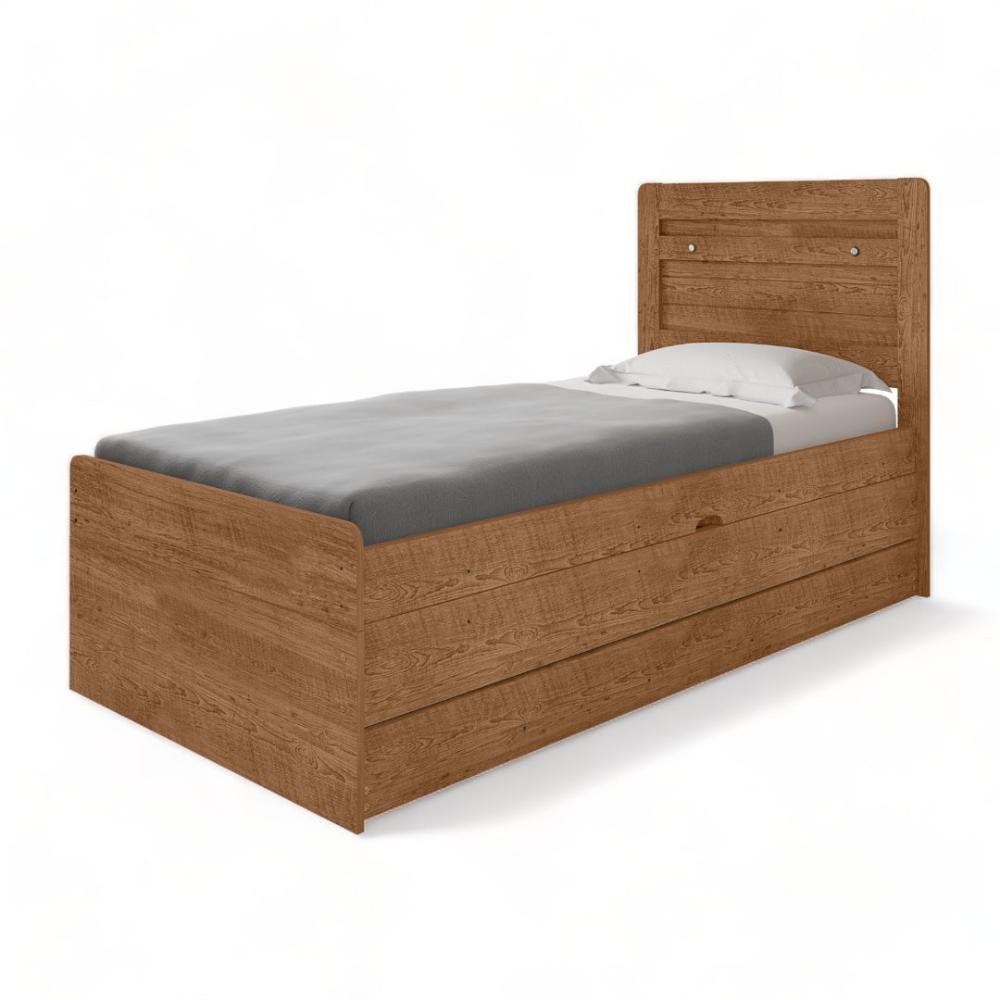 Cama Baú Larissa Solteiro Naturale com Auxiliar Framar