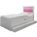 Cama Baú Solteiro Branco e Rosa com Aux. e Colchões