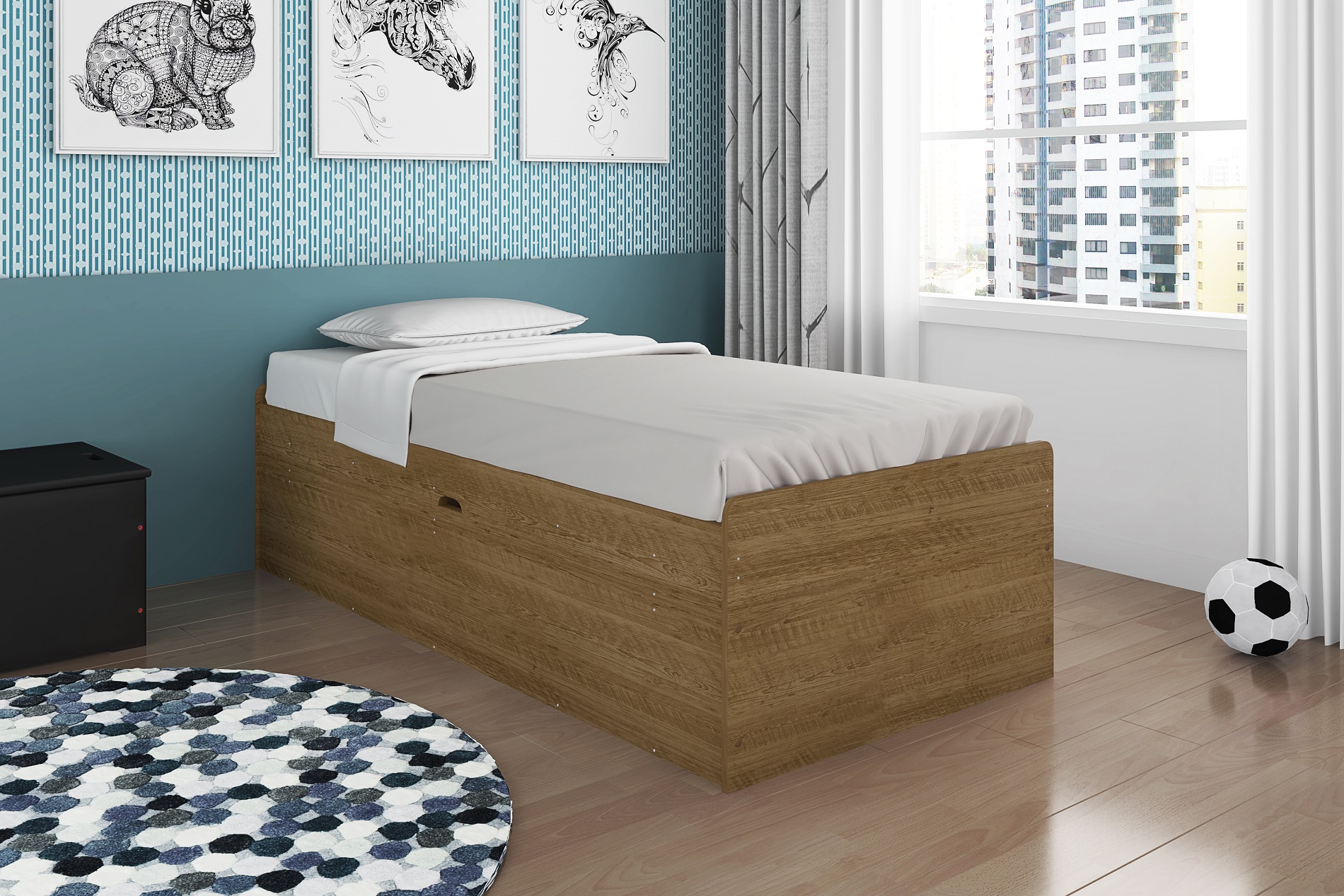 Cama Baú Solteiro Framar Camila Malbec
