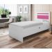 Cama Baú Solteiro Larissa Branco e Rosa com Colchão