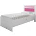 Cama Baú Solteiro Larissa Branco e Rosa com Colchão