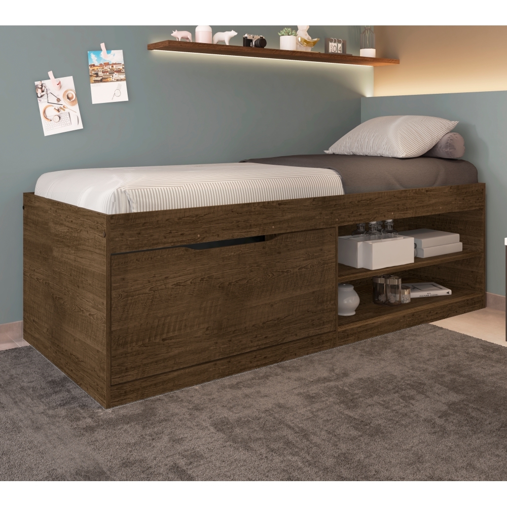Cama Box Sapateira Moal Malbec com Colchão