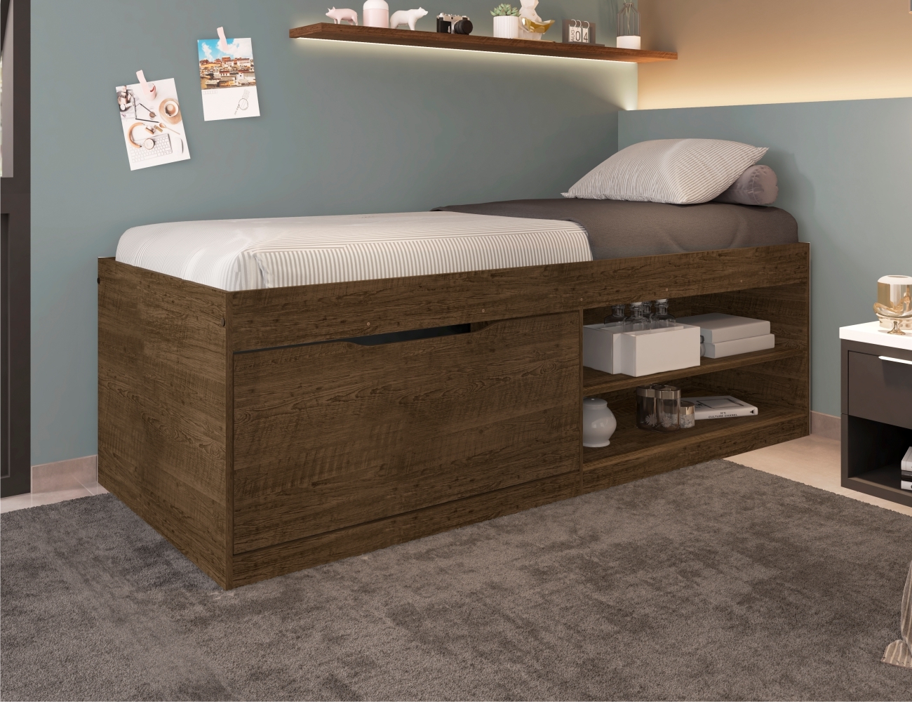 Cama Box Sapateira Moal Malbec com Colchão
