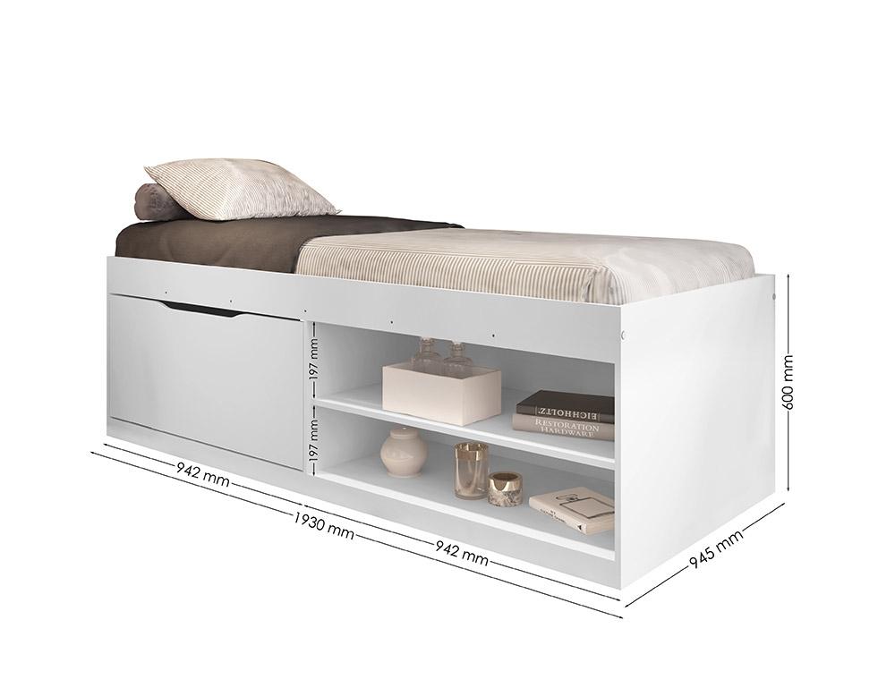 Cama Com Sapateira Solteiro Vanessa 0,88 Branco - Framar Móveis
