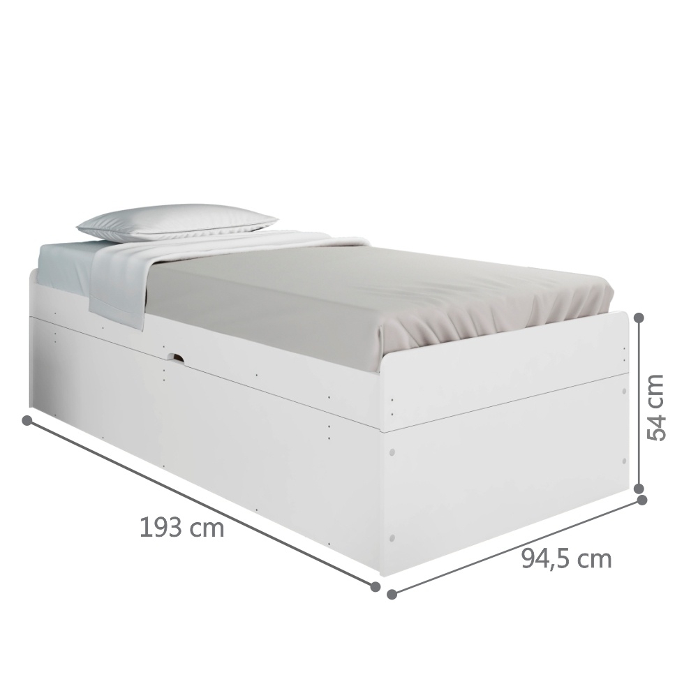 Cama Compartimento Solteiro Hanna Branco com Colchão