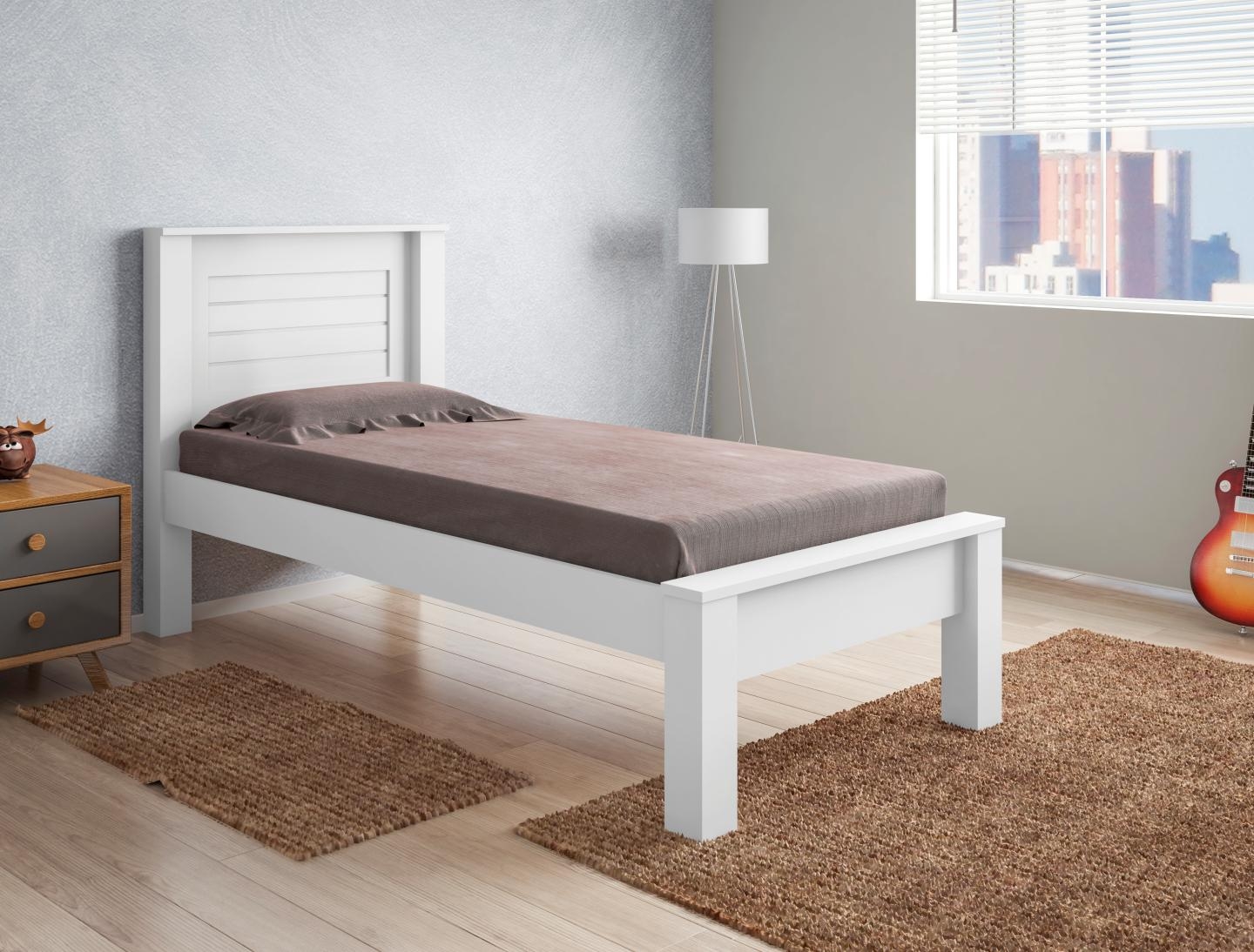 Cama Hungria Solteiro Branco com Colchão