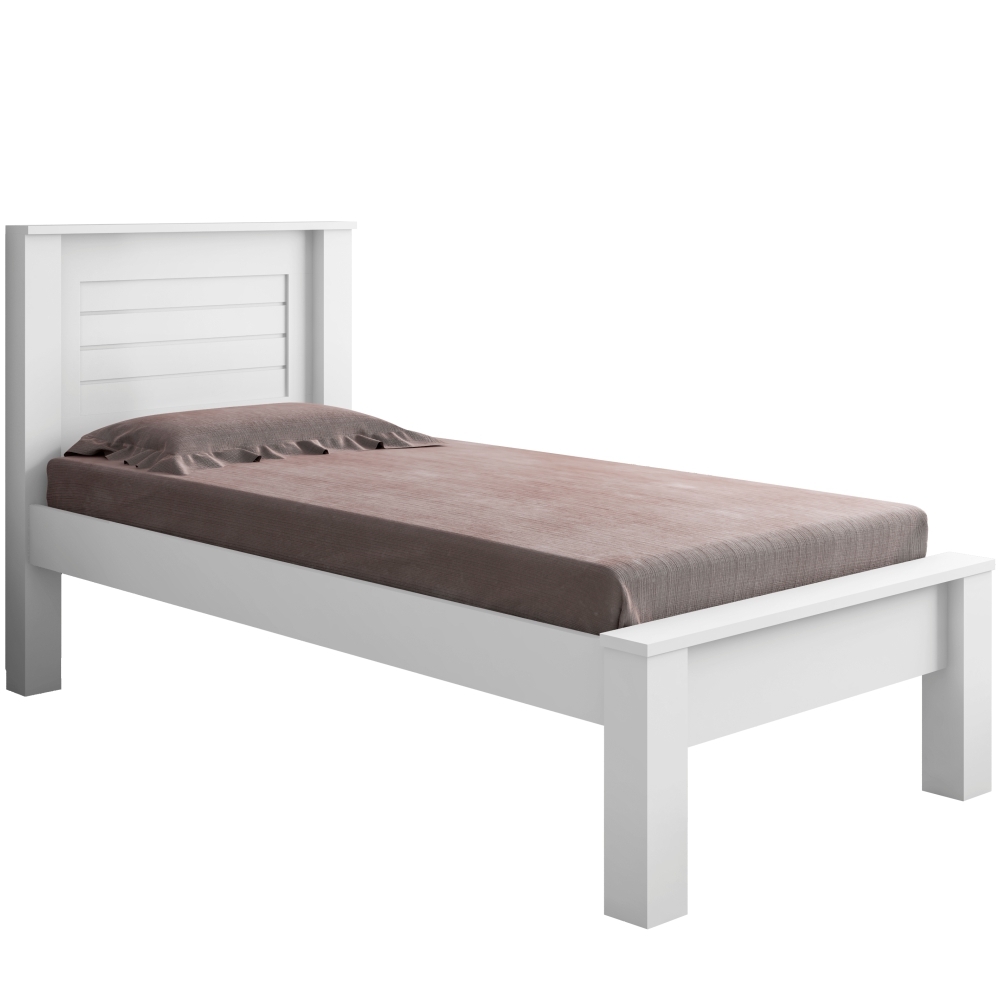 Cama Hungria Solteiro Branco com Colchão