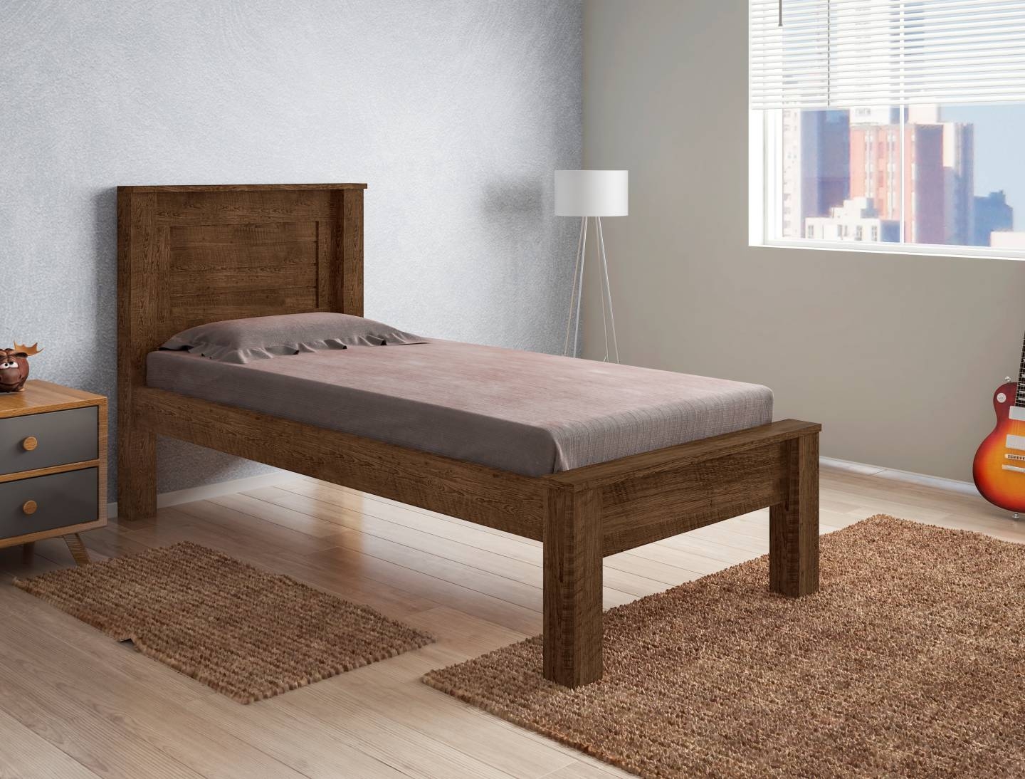 Cama Hungria Solteiro Malbec com Colchão
