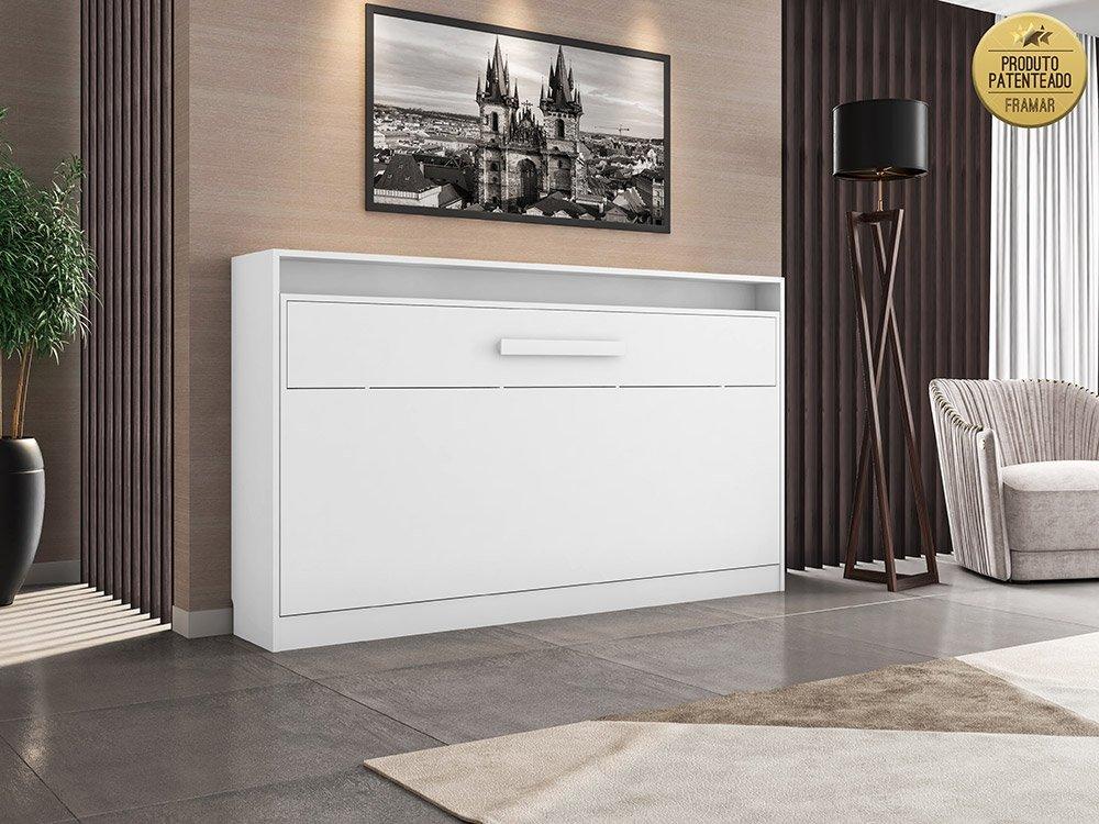 Cama Moderna Dobrável Solteiro Branca Framar
