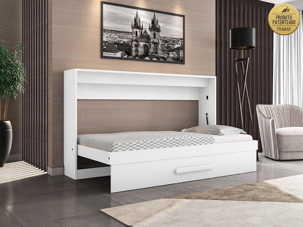 Cama Moderna Dobrável Solteiro Branca Framar