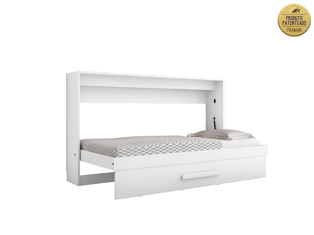 Cama Moderna Dobrável Solteiro Branca Framar