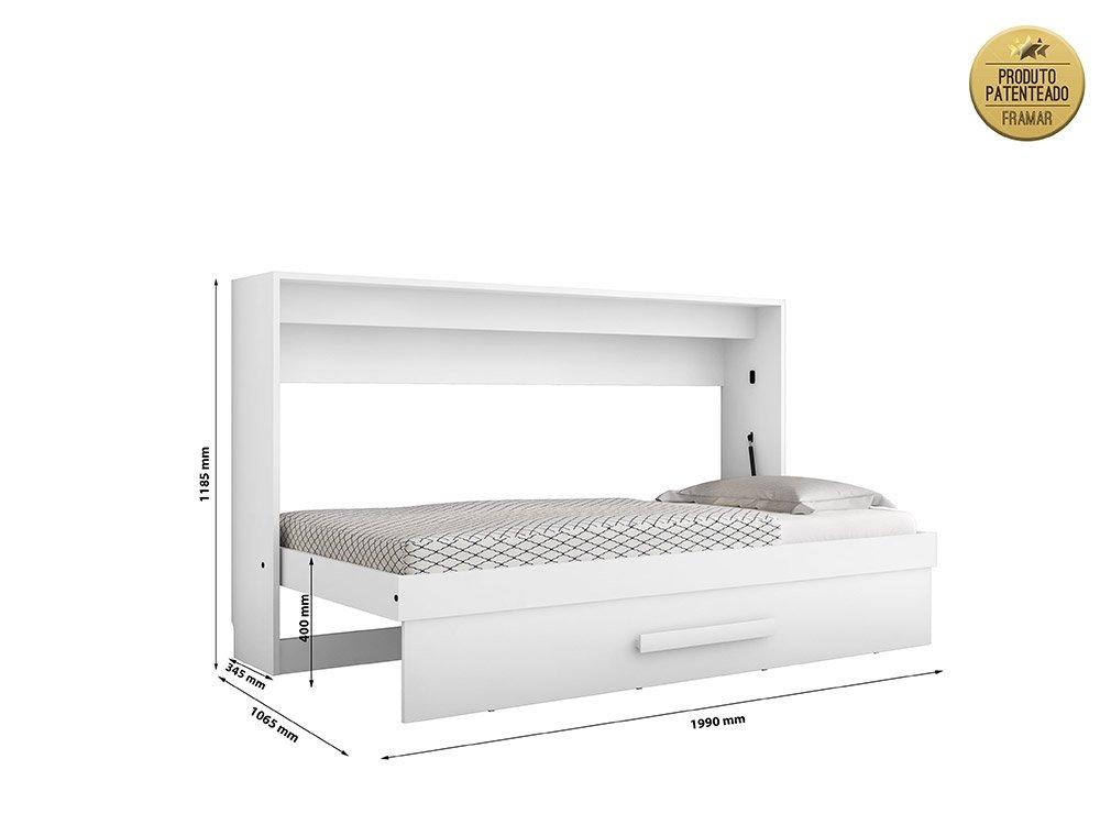 Cama Moderna Dobrável Solteiro Branca Framar
