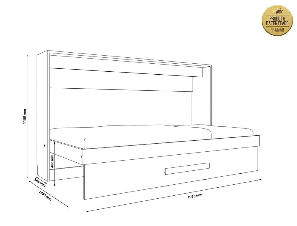Cama Moderna Dobrável Solteiro Branca Framar