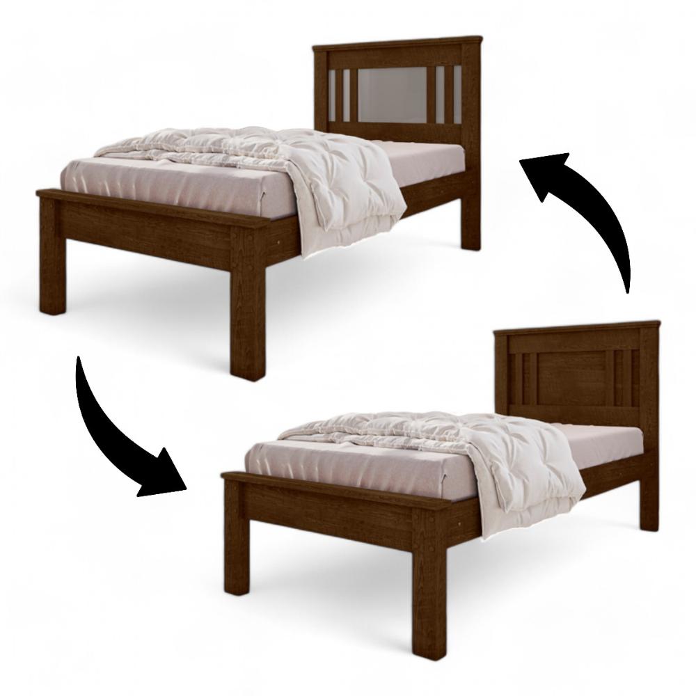 Cama Solteiro Aconchegante Sophia Malbec e Off White