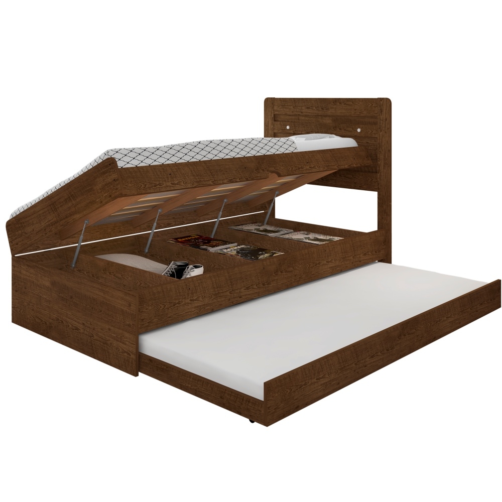 Cama Solteiro Auxiliar Baú Ivana Malbec