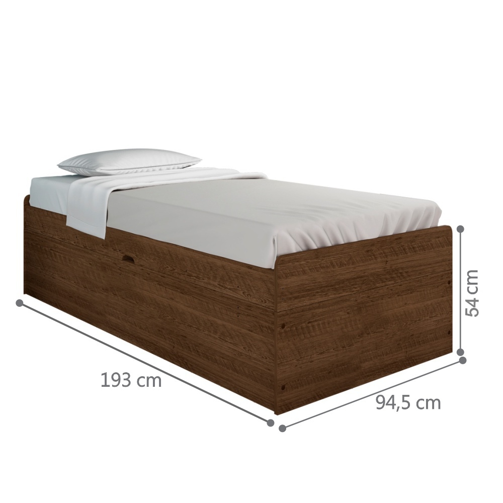 Cama Solteiro Baú Cinthya Malbec com Colchão
