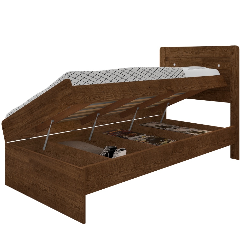 Cama Solteiro Baú Ivana Malbec