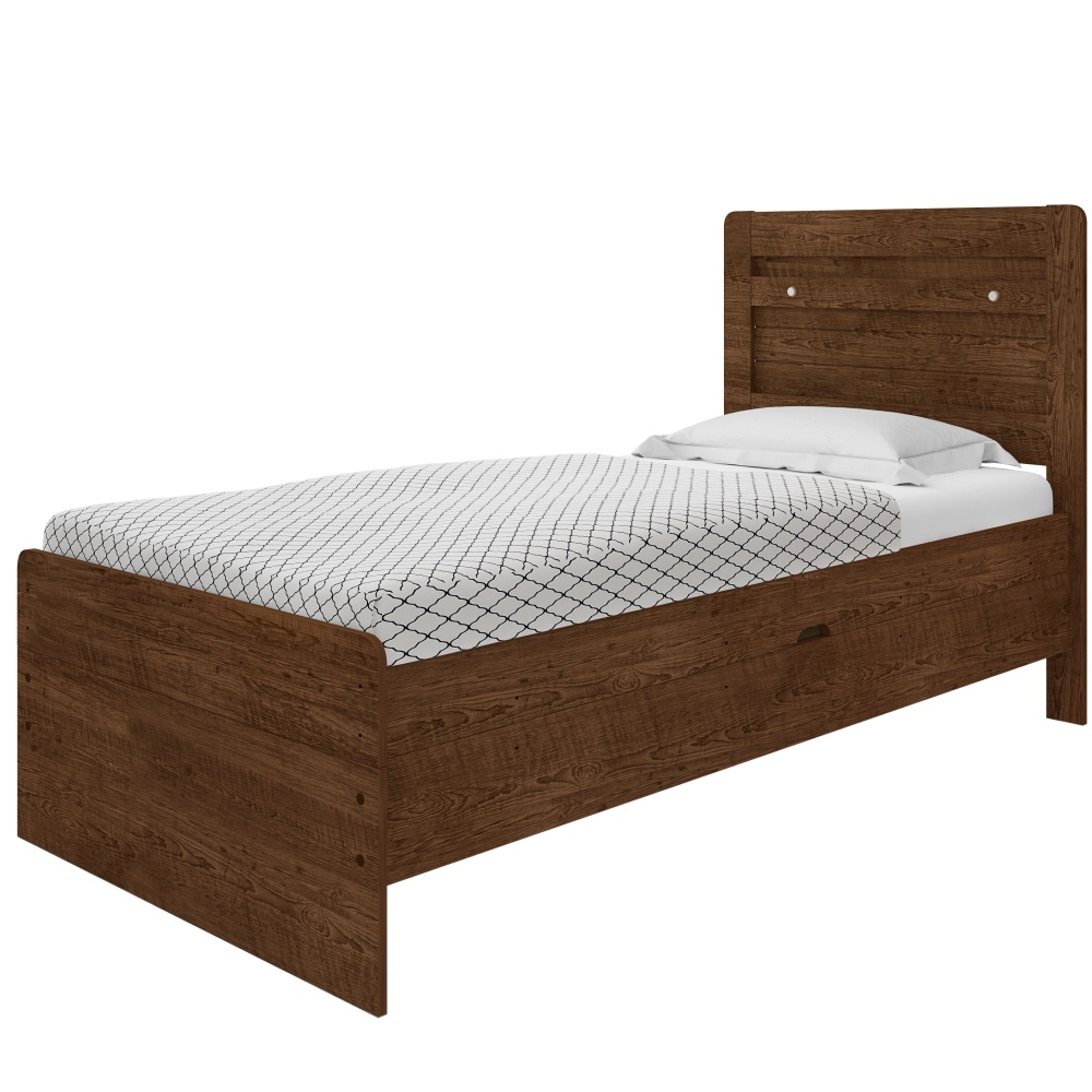 Cama Solteiro Baú Ivana Malbec com Colchão