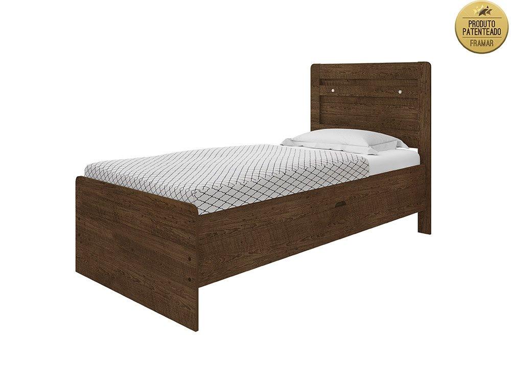 Cama Solteiro Baú Larissa Malbec Com Colchão