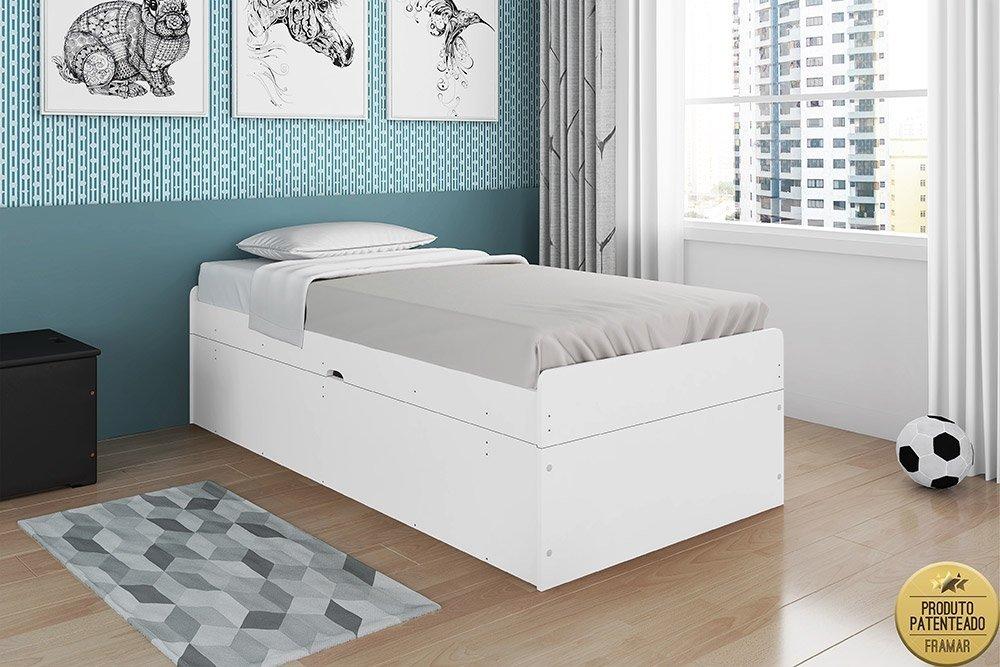 Cama Solteiro Camila Branco  - Framar Móveis