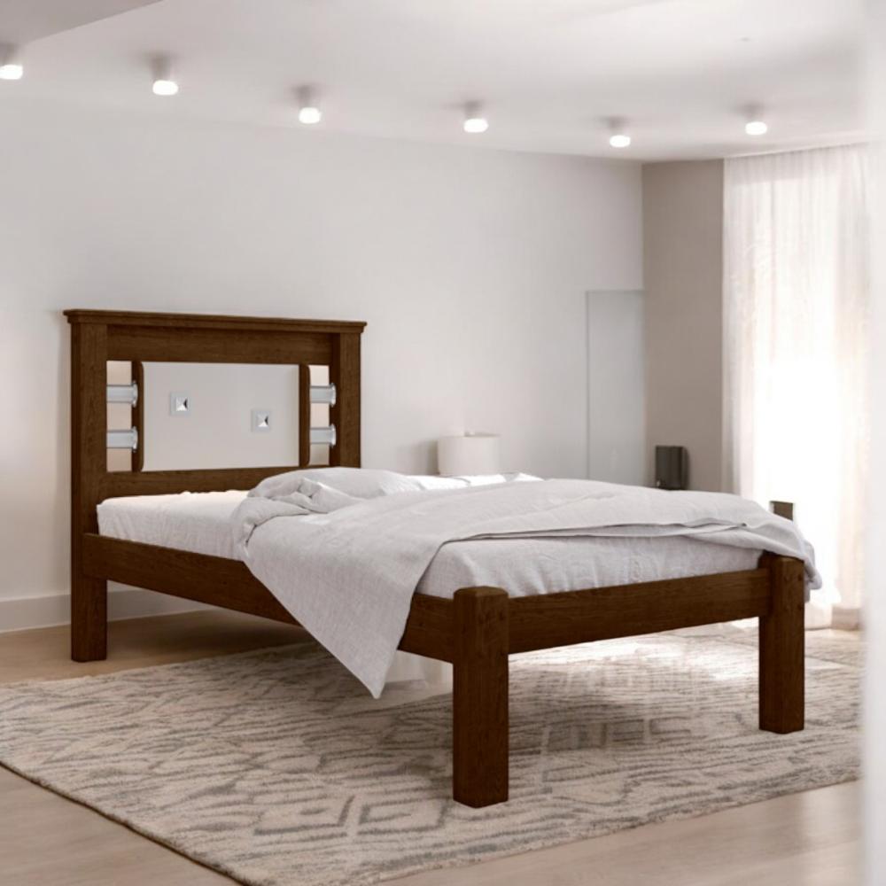 Cama Solteiro Com Cabeceira Flex Lavínia Malbec E Off White