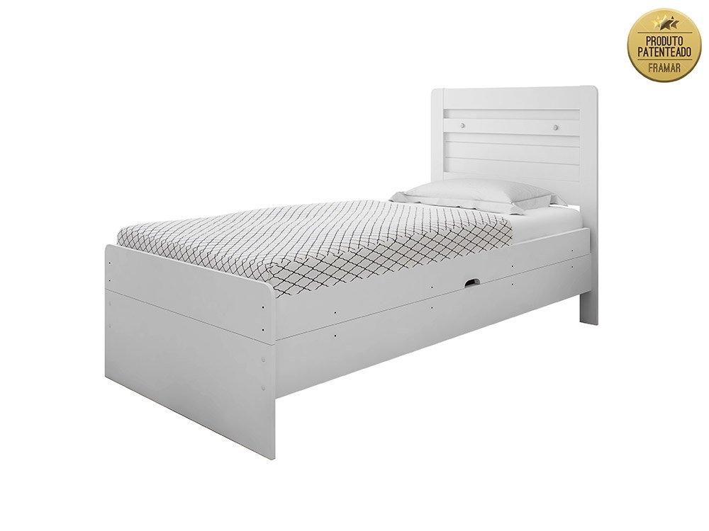 Cama Solteiro Larissa Branco Com Colchão - Framar Móveis