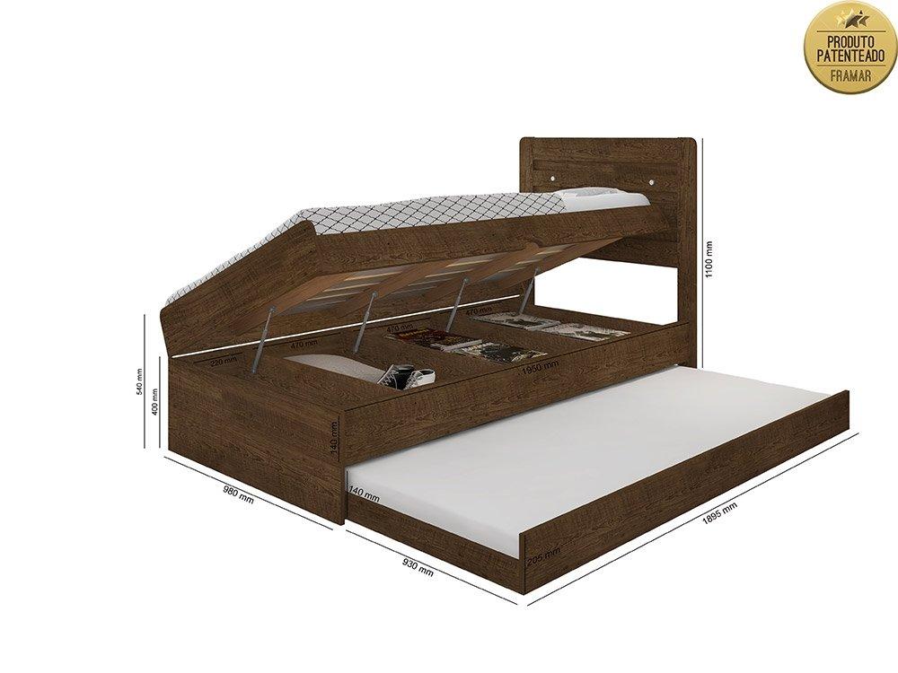 Cama Solteiro Larissa Malbec com Auxiliar Framar