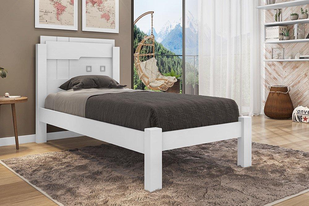 Cama Solteiro Letícia Branca Com Colchão Framar