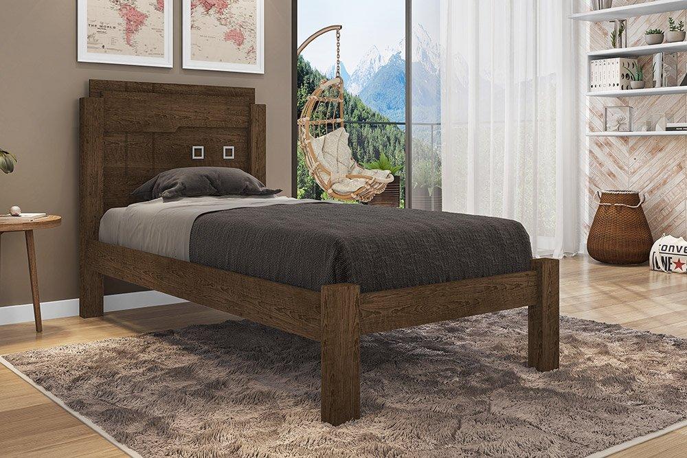 Cama Solteiro Leticia Malbec Com Colchão Framar