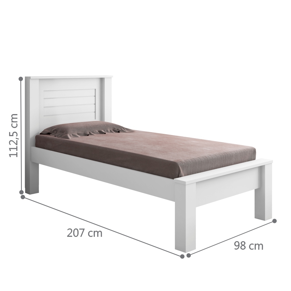 Cama Solteiro Roma Branco com Colchão