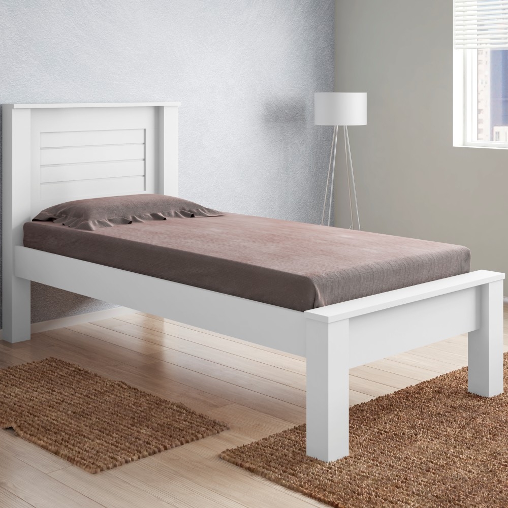 Cama Solteiro Roma Branco com Colchão