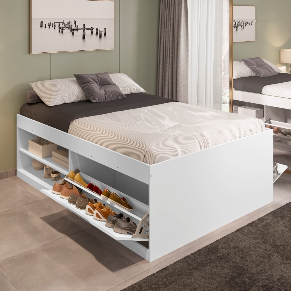 Cama de Casal Box Sapateira Moal Branco
