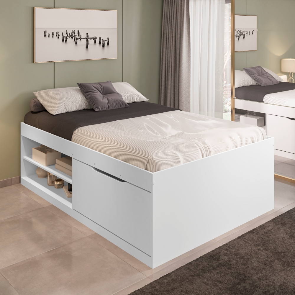 Cama de Casal Box Sapateira Moal Branco