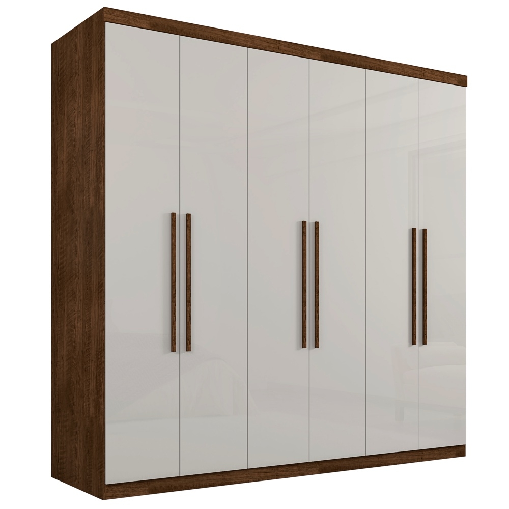 Guarda Roupa Casal Paris Seis Portas Malbec Off White