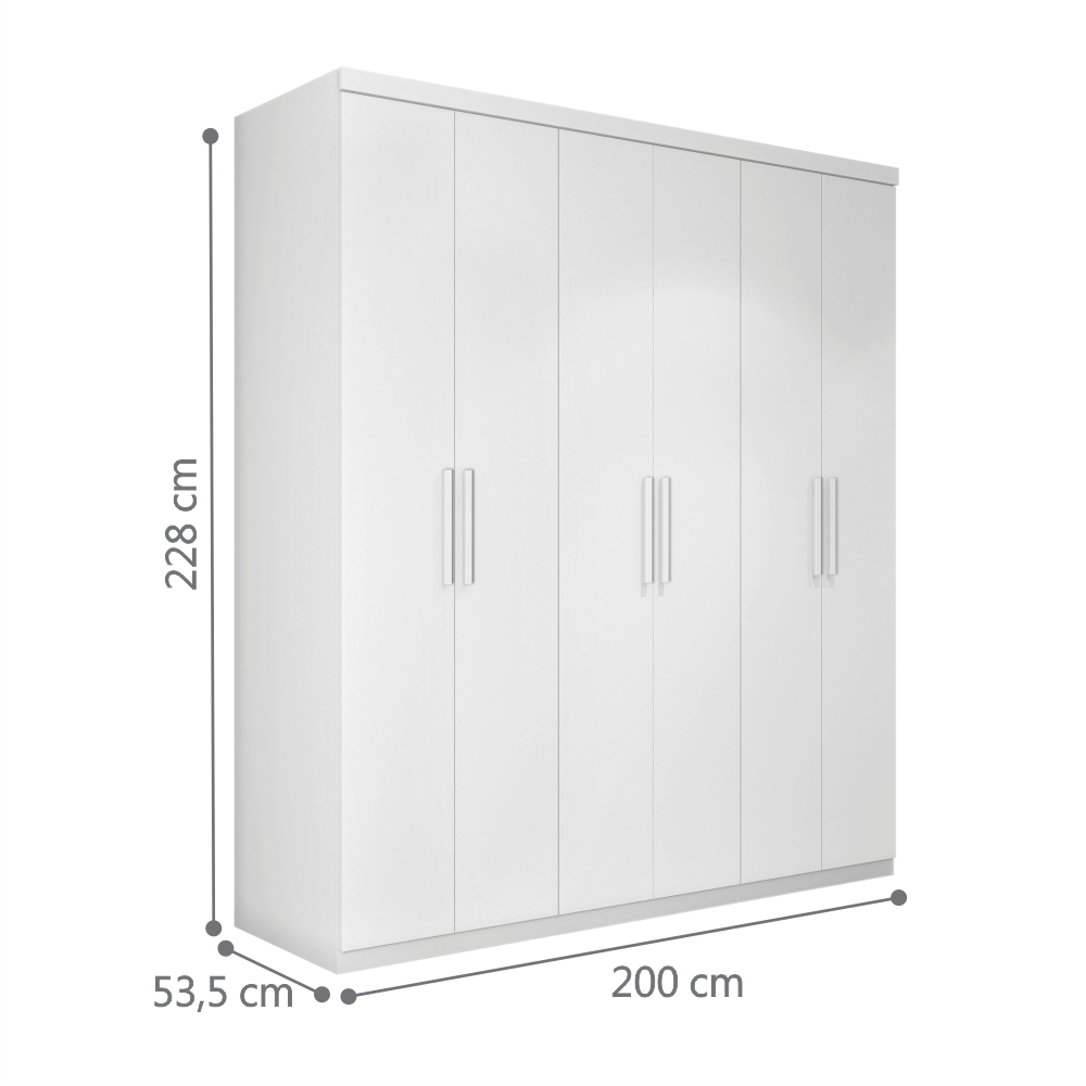 Guarda Roupa Dubai Casal Seis Portas Branco