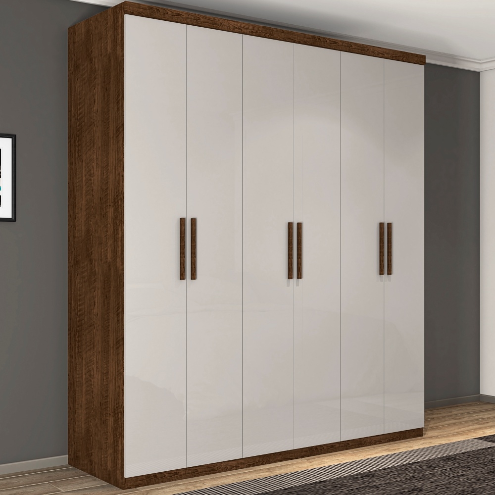 Guarda Roupa Dubai Casal Seis Portas Malbec Off White