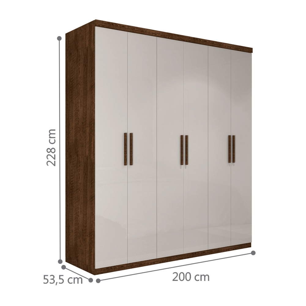 Guarda Roupa Dubai Casal Seis Portas Malbec Off White